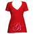 Red V neck women's short sleeve shirt
